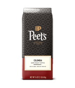 Peet's coffee bag with a geometric pattern on a green background