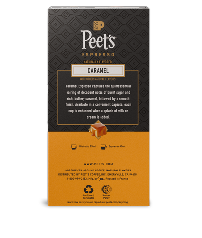 Peet's Caramel Espresso capsule packaging on a white background - back