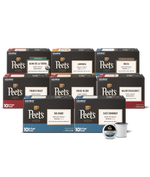 Collection of Peet's K-cup coffee boxes on a white background